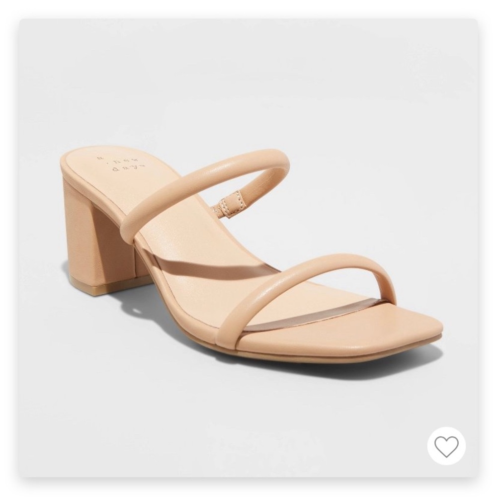 A New Day Nude Tan Block Heel Slide Sandals